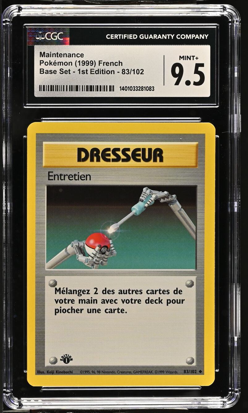 CGC 9.5 MINT+ Maintenance (Entretien) 1st Edition 83/102 French Base (PSA/BGS)